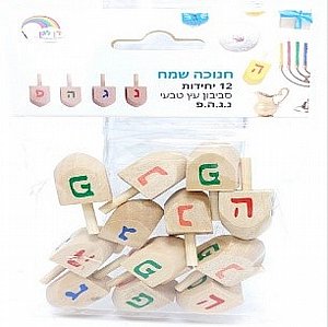 סביבון עץ 12 יח' סביבון עץ 12 יח'
