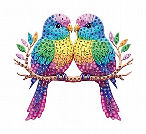 יצירת יהלומים להדבקה – זוג ציפורים צבעוניות יצירת יהלומים להדבקה – זוג ציפורים צבעוניות